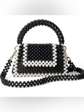 kate spade Black and White Beaded Mini Top Handle Bag